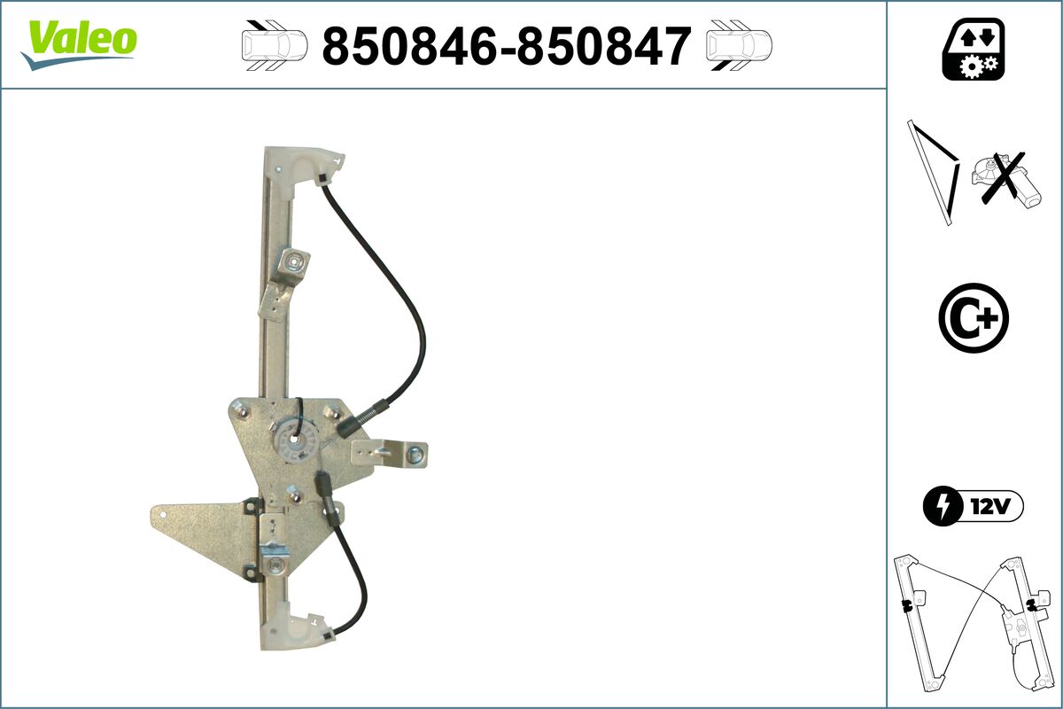 Mecanism actionare geam 850846 VALEO